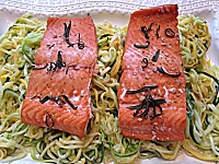 Rosemary Ginger Salmon over Zucchini Pasta